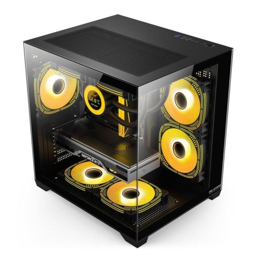 Caja ProGaming Ambra Negra Cube Tower Micro-ATX/Mini-ITX con 5 ventiladores ARGB