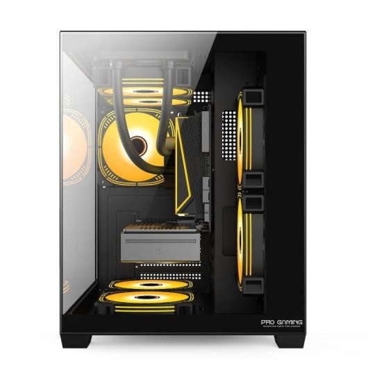 Caja ProGaming Ambra Negra Cube Tower Micro-ATX/Mini-ITX con 5 ventiladores ARGB