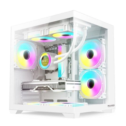 Carcasa ProGaming Ambra Blanca Cube Tower Micro-ATX/mini-ITX con 5 ventiladores ARGB