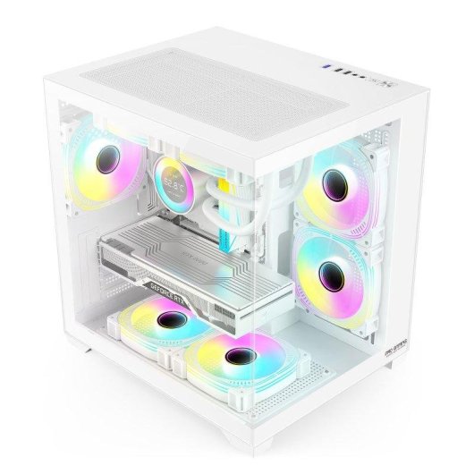 Carcasa ProGaming Ambra Blanca Cube Tower Micro-ATX/mini-ITX con 5 ventiladores ARGB