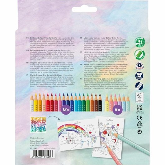 Lápiz acuarelable Faber-Castell 201543 24 piezas multicolor resistente a la rotura