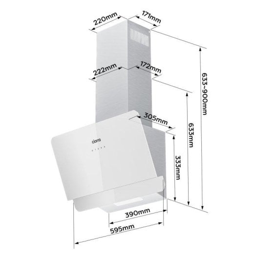Campana extractora Ciarra AWS6765C Umluft 60cm SensorTouch Inox Kohlefilter