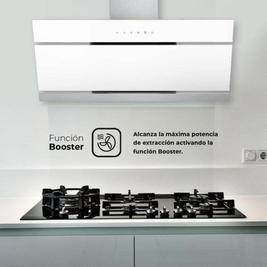 Campana extractora Svan SVCC1960B Doble tiro 90cm cristal blanco táctil