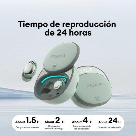 Auriculares Paxa LX-410PRO inalámbricos Bluetooth 5.4 con Cancelación de Ruido para dormir Verde