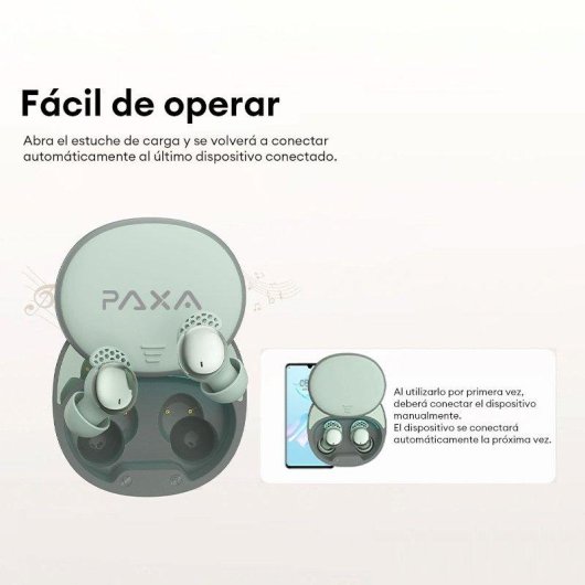 Auriculares Paxa LX-410PRO inalámbricos Bluetooth 5.4 con Cancelación de Ruido para dormir Verde