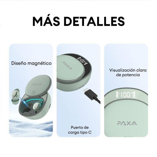 Auriculares Paxa LX-410PRO inalámbricos Bluetooth 5.4 con Cancelación de Ruido para dormir Verde