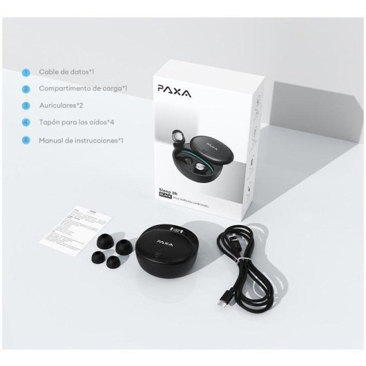 Auriculares Paxa LX-410PRO inalámbricos Bluetooth 5.4 con Cancelación de Ruido para dormir, ligeros y batería 24h