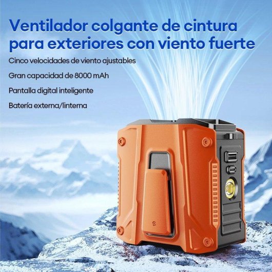 Mobiler Ventilator Paxa M40 Guertelclip LED-Anzeige Orange