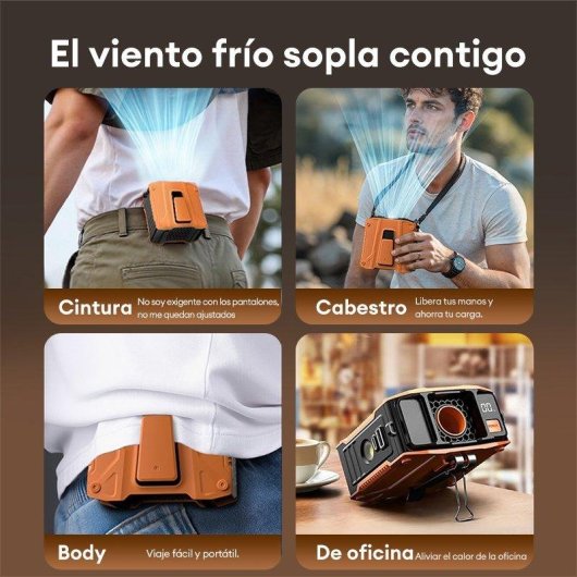 Mobiler Ventilator Paxa M40 Guertelclip LED-Anzeige Orange