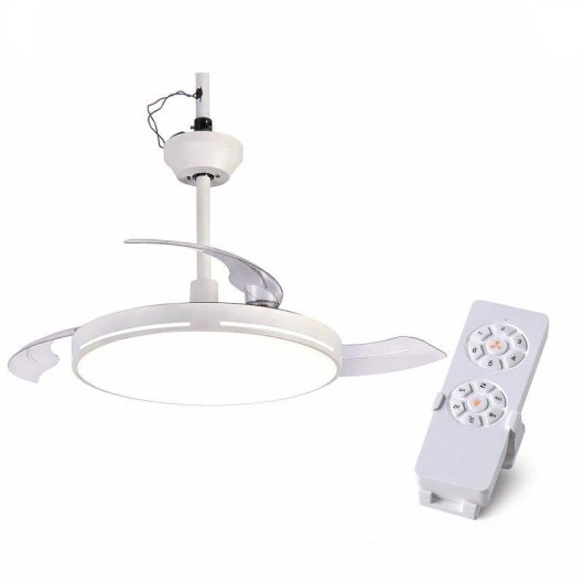 Ventilador de techo Melchioni Family MF2503CEI con luz LED, 6 velocidades, aspas retráctiles