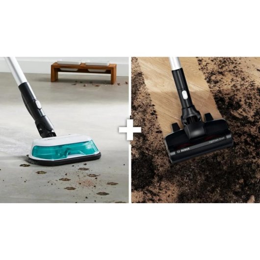 Aspiradora sin Bolsa Bosch BSS712XHYG 18V 35 min Fregado HEPA 0,3L Aqua Negro Plata Blanco