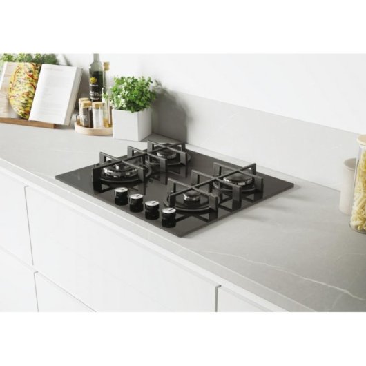 Gaskochfeld Candy CDIV6GBFE4WB 4 Kochzonen 60 cm schwarzes Glas