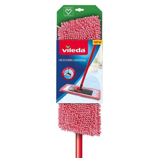 Fregona Vileda Microfibra Pliable Rouge Blanc pour Sols Laminés Bois Carrelage