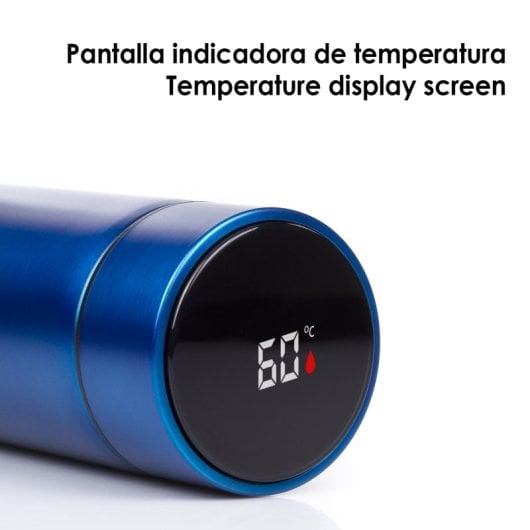 Termo Deportivo De 500ml Con Indicador De Temperatura Inteligente. Botella De Agua Aislada Al Vacío, Hasta 12 Horas De M