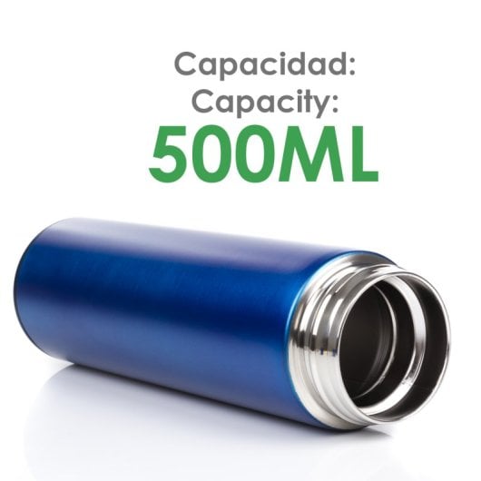 Termo Deportivo De 500ml Con Indicador De Temperatura Inteligente. Botella De Agua Aislada Al Vacío, Hasta 12 Horas De M