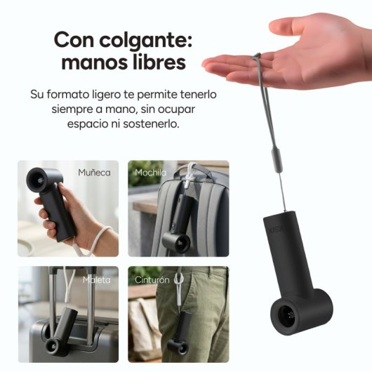 Mini Ventoinha Portátil Ksix Airgo Turbo 5 Velocidades 9,0 m/s 17.400 rpm Bateria 3.000 mAh USB-C Ecrã LED Preta