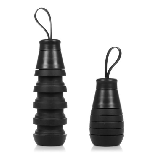 Botella Deportiva Plegable De Silicona. 250 A 500ml, Libre De Bpa, Tapón De Rosca En Pp.