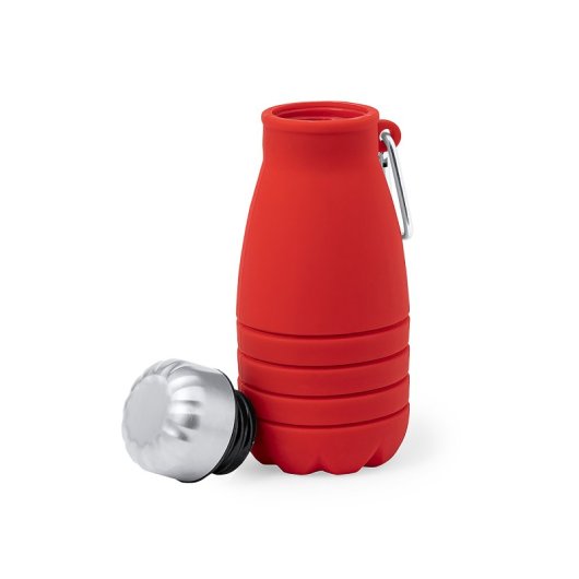 Bidão Plegável 550 ml Silicona Alta Qualidade Tampa Inox Mosquetão