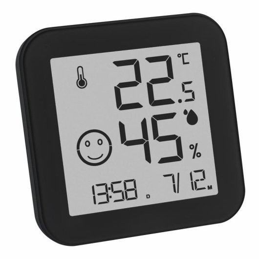 Thermometre d'environnement TFA Dostmann 30.5054.01 Interieur Digital Noir Blanc