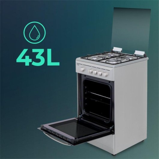 Cocina de gas Svan SKG4501X 50 cm Inox 4 Quemadores Horno 43L