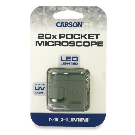 Mikroskop Carson MICROMINI 20X Gruen Silber 20x LED Kompakt
