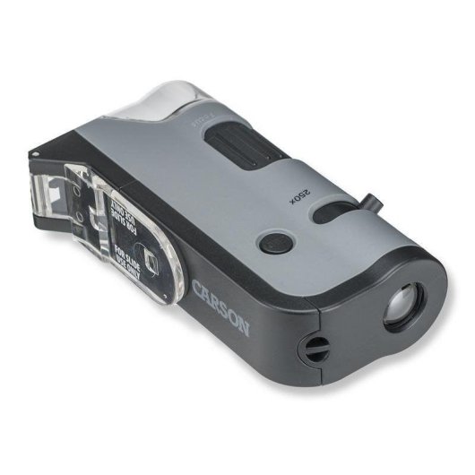 Microscope Carson MICROFLIP 250x Noir Acier Inoxydable Portable