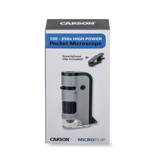 Microscope Carson MICROFLIP 250x Noir Acier Inoxydable Portable