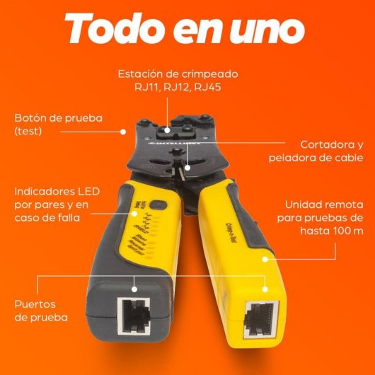 Crimpadora Intellinet Universal com Testador de Cabos RJ-11 RJ-45