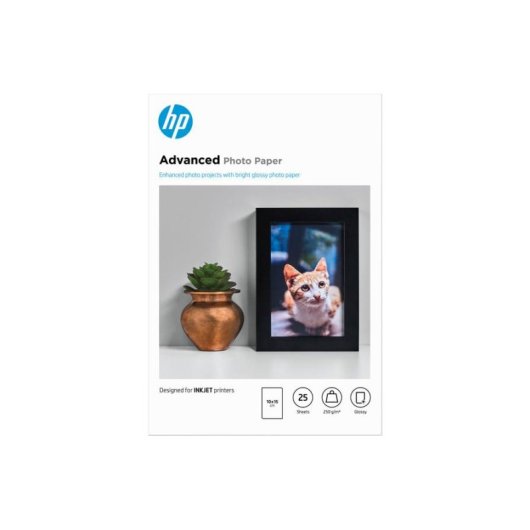 Papier photo HP Advanced brillant 250 g/m2 10x15 cm 25 feuilles