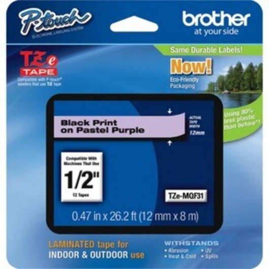 Ruban Brother TZE-MQF31 Noir 12 mm x 4 m Laminé Gris