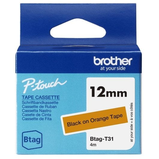 Band Brother BTAG-T31 Schwarz auf Orange 12 mm 4 m