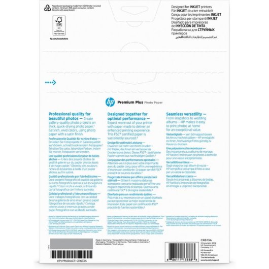 Papel fotográfico HP Premium Plus satinado 300 g/m2 A4 20 hojas