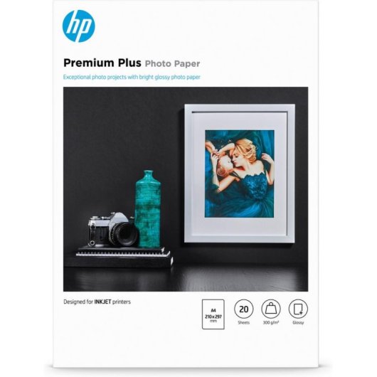 Fotopapier HP Premium Plus Glänzend A4 300 g/m² 20 Blatt