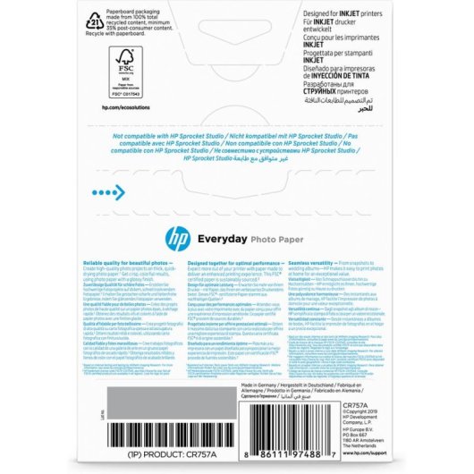 Papel fotográfico HP Everyday brillante 200 g/m2 10 x 15 cm 100 hojas