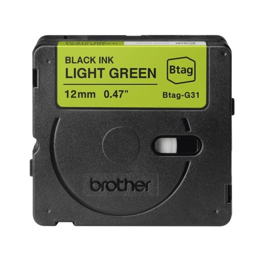 Cinta para etiquetas Brother BTAG-G31 negro sobre verde 12 mm 4 m