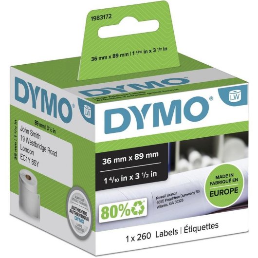 Etiqueta DYMO LabelWriter 36x89 mm 260 unidades autoadhesiva