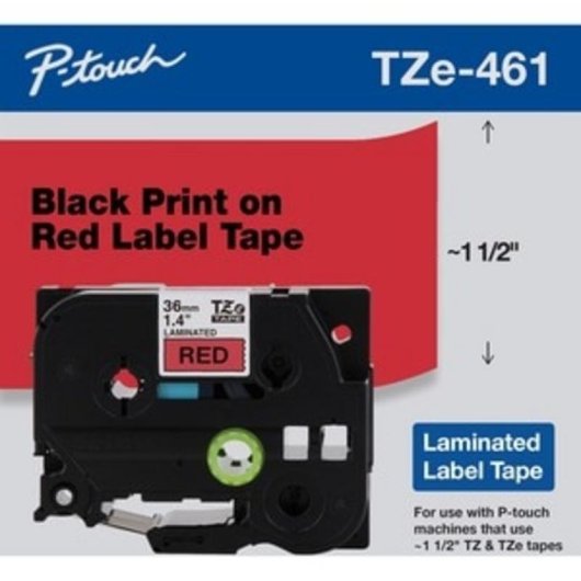 Ruban Brother TZE-461 Noir sur rouge 36 mm 8 m laminé