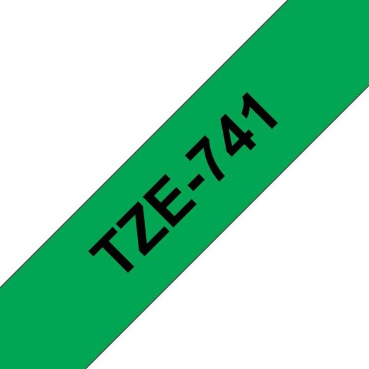 Cinta para impresora de etiquetas Brother TZE-741 Negro sobre verde 1,8 cm x 8 m