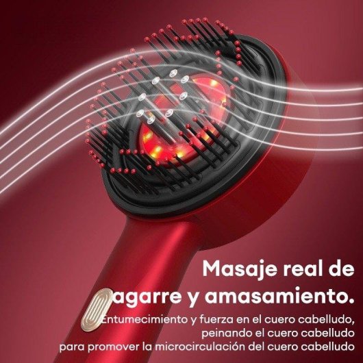 Peine Paxa con Cojín de Aire y Masaje Tres Modos Rojo