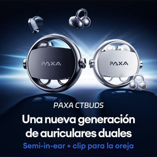 Auricolari Paxa CTBuds wireless Bluetooth 2 in 1 Clip/In-Ear IPX5 Nero