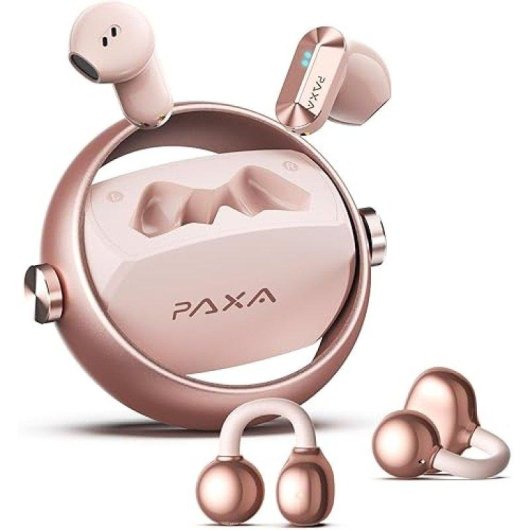 Auricolari Paxa CTBuds 2 in 1 wireless Bluetooth design aperto e clip Oro Rosa