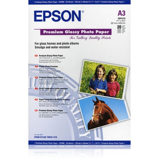 Papier photo Epson Premium Glossy A3 255 g/m2 20 feuilles Brillant