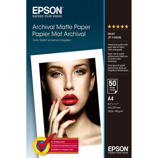 Papier photo Epson Archival Matte Paper A4 50 feuilles 192 g/m² blanc
