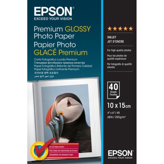 Papel Fotográfico Epson Premium Glossy 10x15cm 40 Hojas Brillo Extra