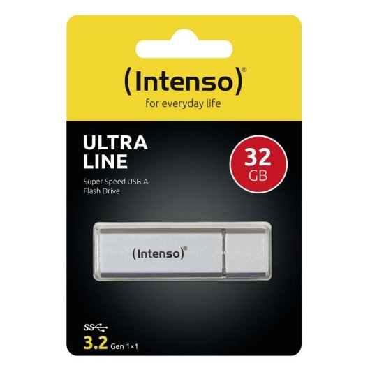 Memoria USB Intenso Ultra Line 64 GB USB 3.2 Gen 1 Plata con Tapa