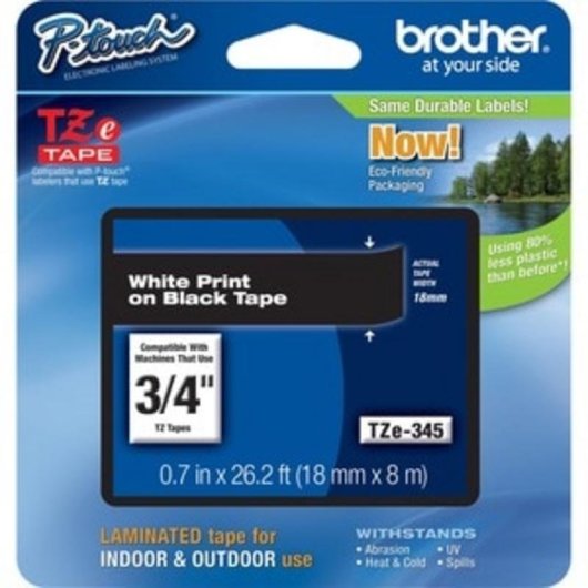 Ruban Brother TZE-355 Blanc sur noir 24 mm Laminé Résistant