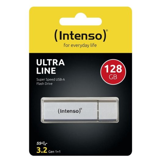 USB Stick Intenso Ultra Line 128GB USB 3.2 Gen 1 Silber Aluminium