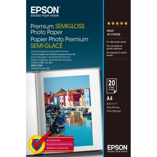 Papier photo Epson Premium Semi-Brillant A4 251 g/m2 20 feuilles