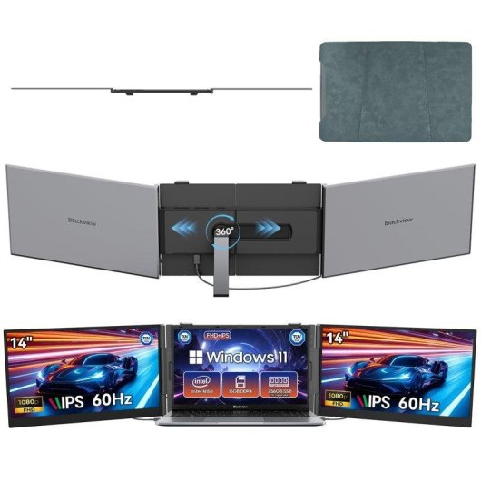 Monitor Blackview DCM6 Pro 14" FullHD IPS 60Hz Ultrafino Altavoz Dual USB-C Luz azul