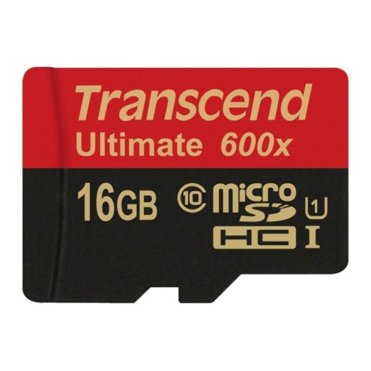 Tarjeta microSD Transcend Ultimate 16GB Class 10 UHS-I 90MB/s Negro Rojo